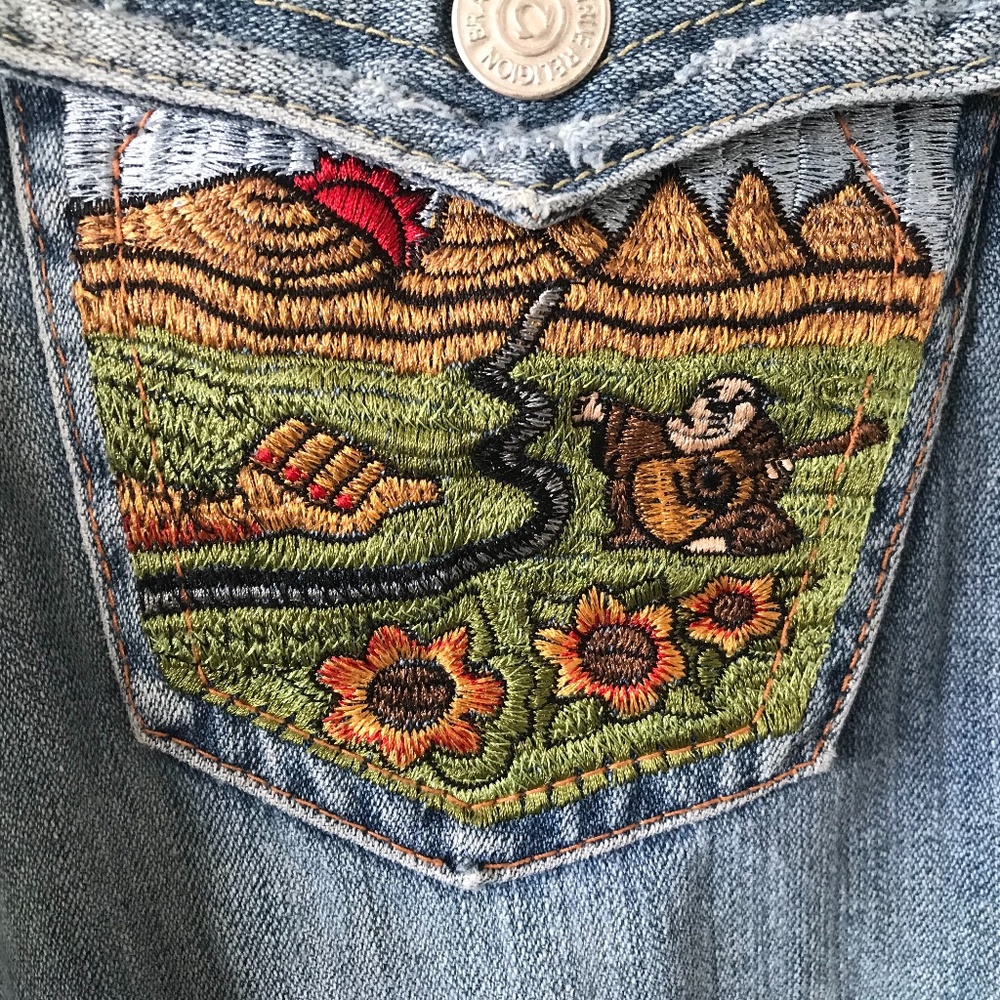 2 True Religion Joey Flared Embroidered Jeans And Corduroy Pants Womens Size 29